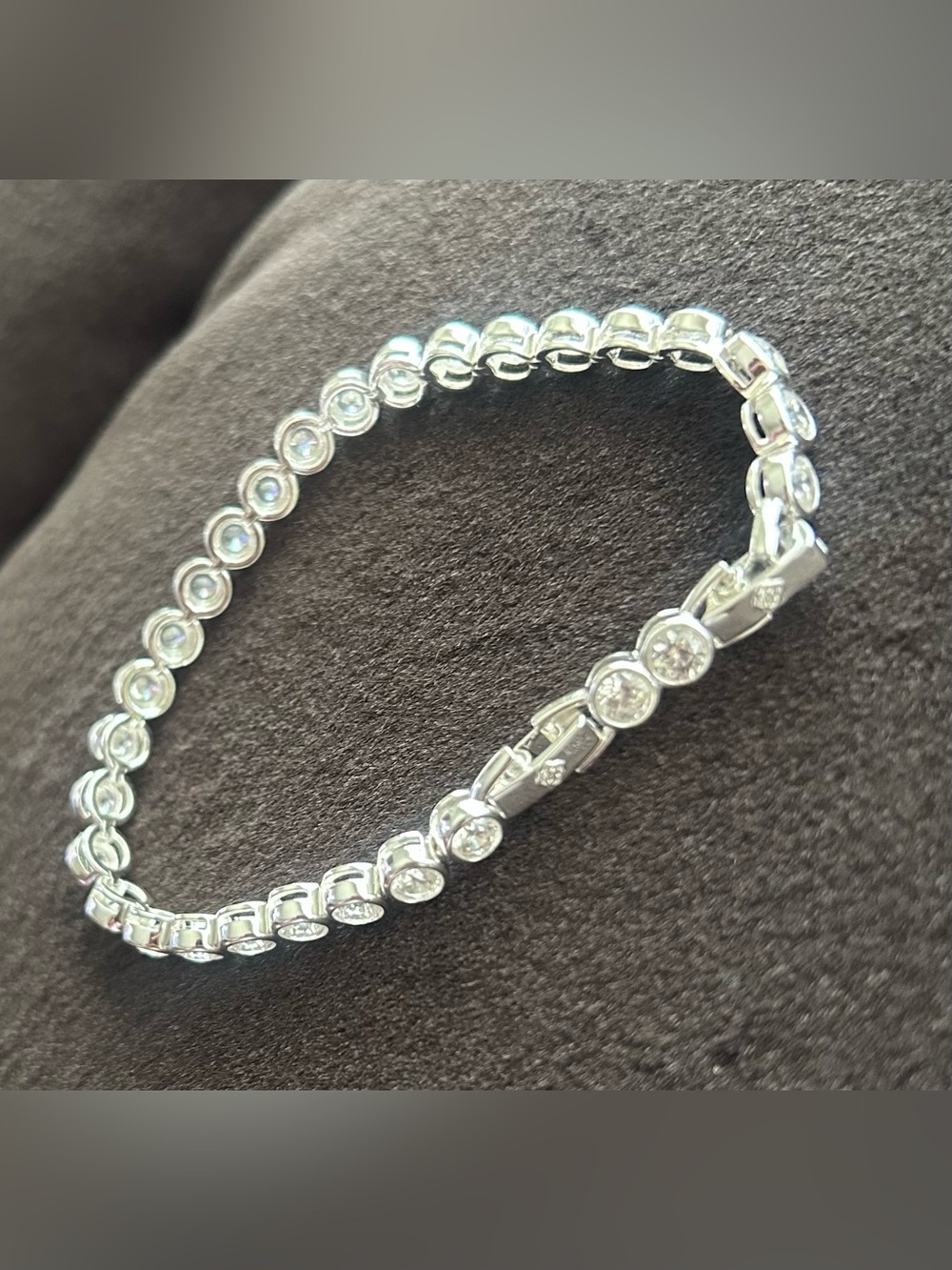 Silver-Tone Round-Cut Tennis Bracelet - Silver